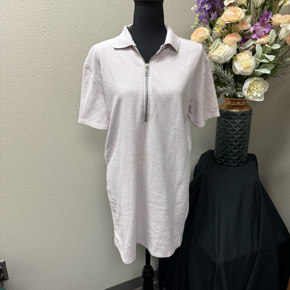 ZARA Light Purple Polo Mini Dress Short Sleeve Half Zip Casual Chic Size Small